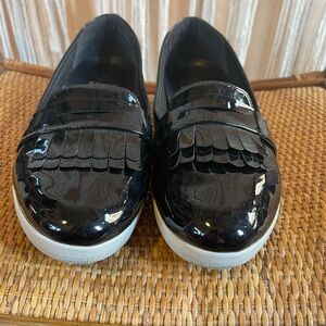 FitFlop Sneakerloafer Black/White Loafers fringey patent size 10